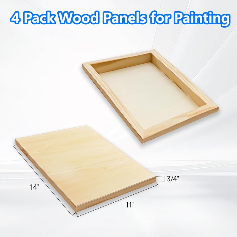 FROM ONE 4 Pack 11x14 Basswood Paint Pouring Panels for Acrylic Pouring, Oil & Abstract Painting – Sturdy Wood Painting Boards for Artists and Crafters - Image 2